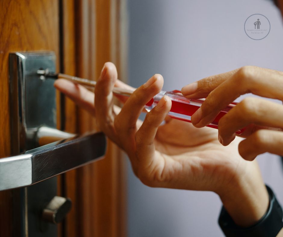 an person fixed house door lock and install new lock system